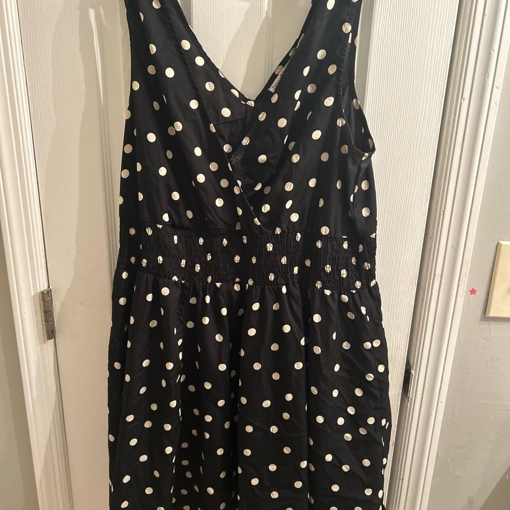 Derek Heart Black and White Polka Dot Sleeveless Mini Dress